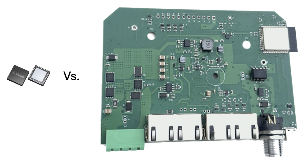 An Infineon automotive alternator regulator IC beside the XREG-010 circuit board